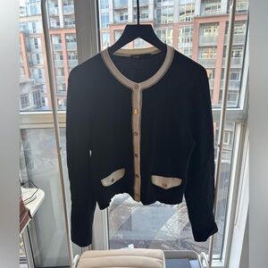 Maje | Black Cardigan with Cream Trim